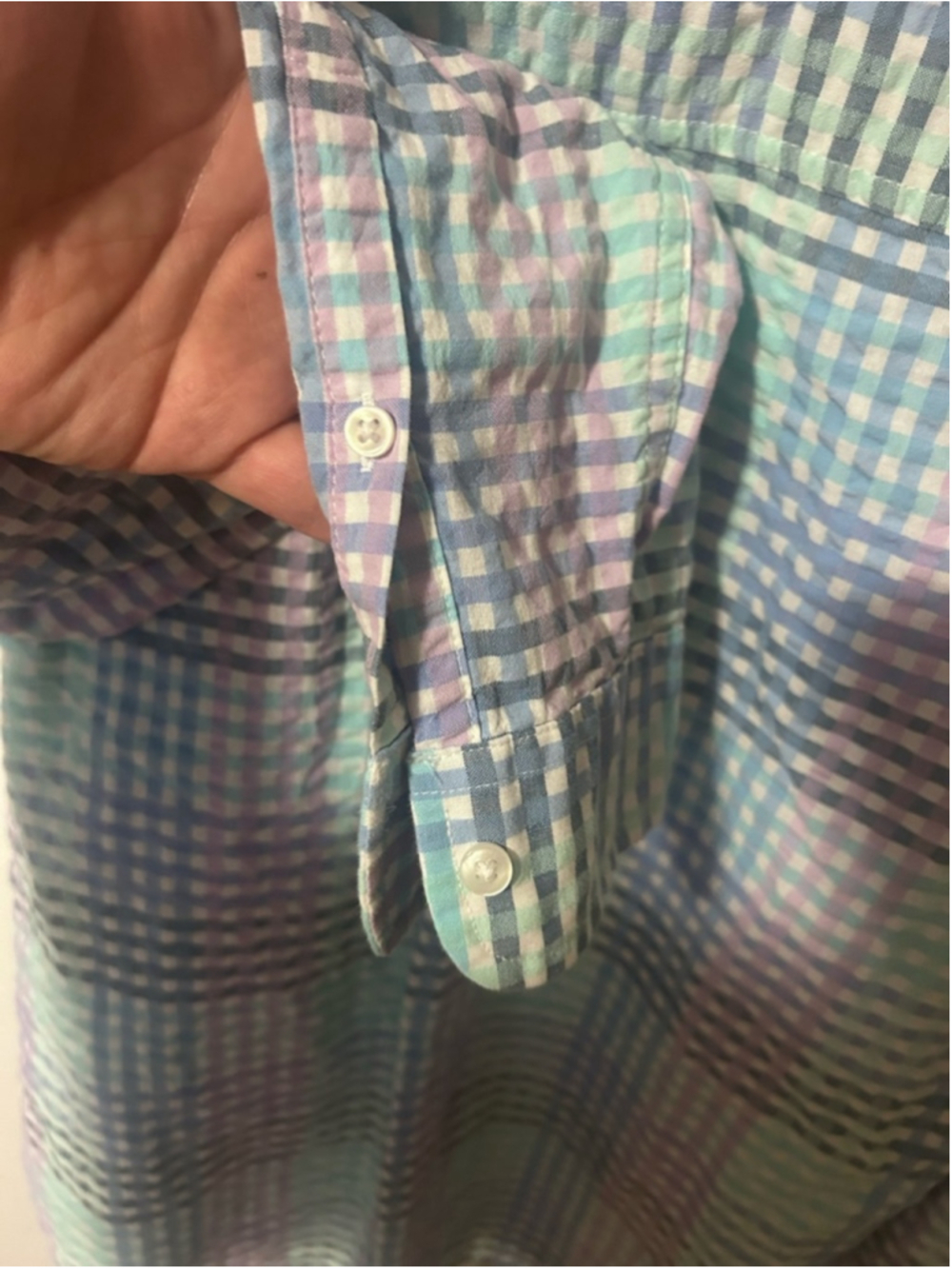 L.L. Bean Pastel Gingham Shirt in Mint, Lavender, Sky Blue #17 - Picture 5 of 5